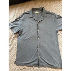 Octobre Editions Men’s Martin Shirt Linen Blend Navy Blue Size XL